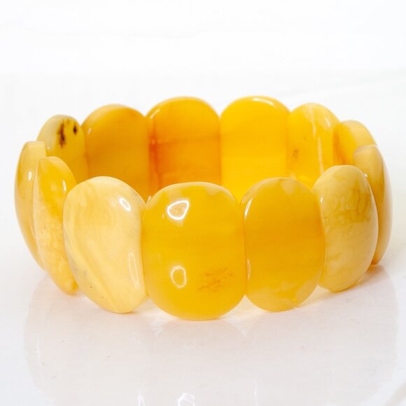 Real BALTIC AMBER Bracelet, Royal White Amber Bracelet, Egg Yolk Amber 25.3 gram